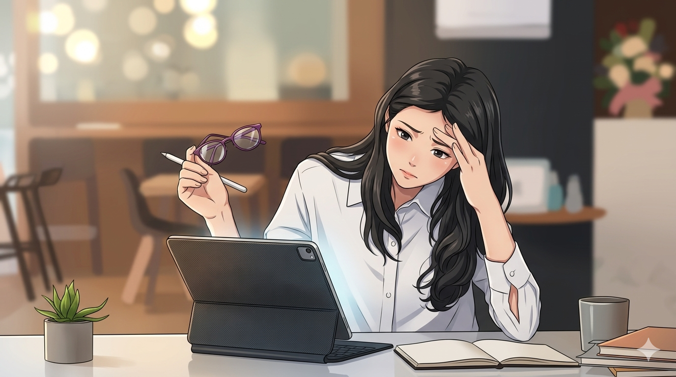 Overthinking, girl working